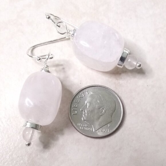 Big Chunky Rose Quartz Dangle Earrings! Calming, Self-Love & Self-Forgiveness! - Picture 5 of 6